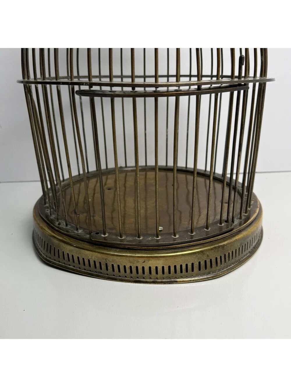 Vintage Solid Brass Birdcage Hanging Round Animal Metal Victorian Style Aviary